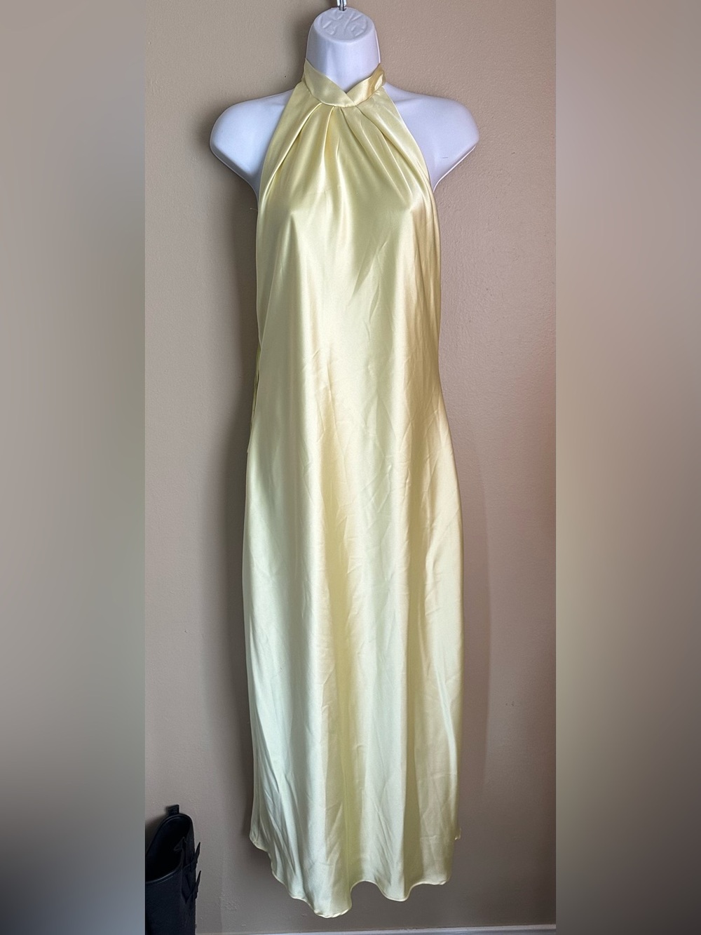 Yellow Zara Halter Satin Dress - Picture 2 of 8
